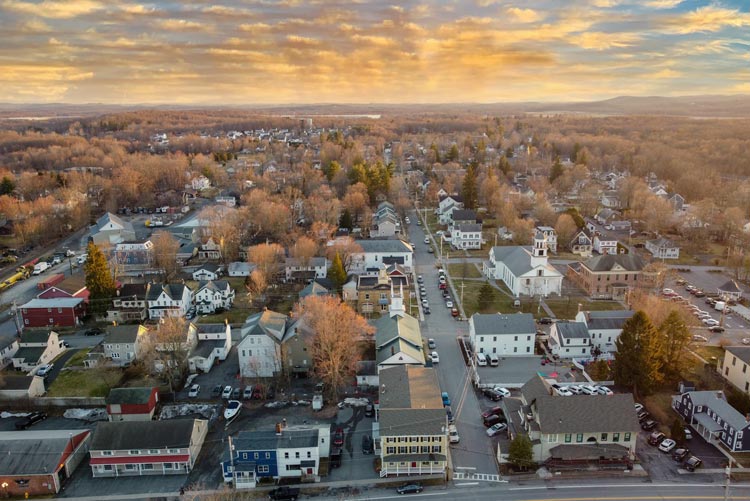 Village commercial storefronts in Montgomery, NY