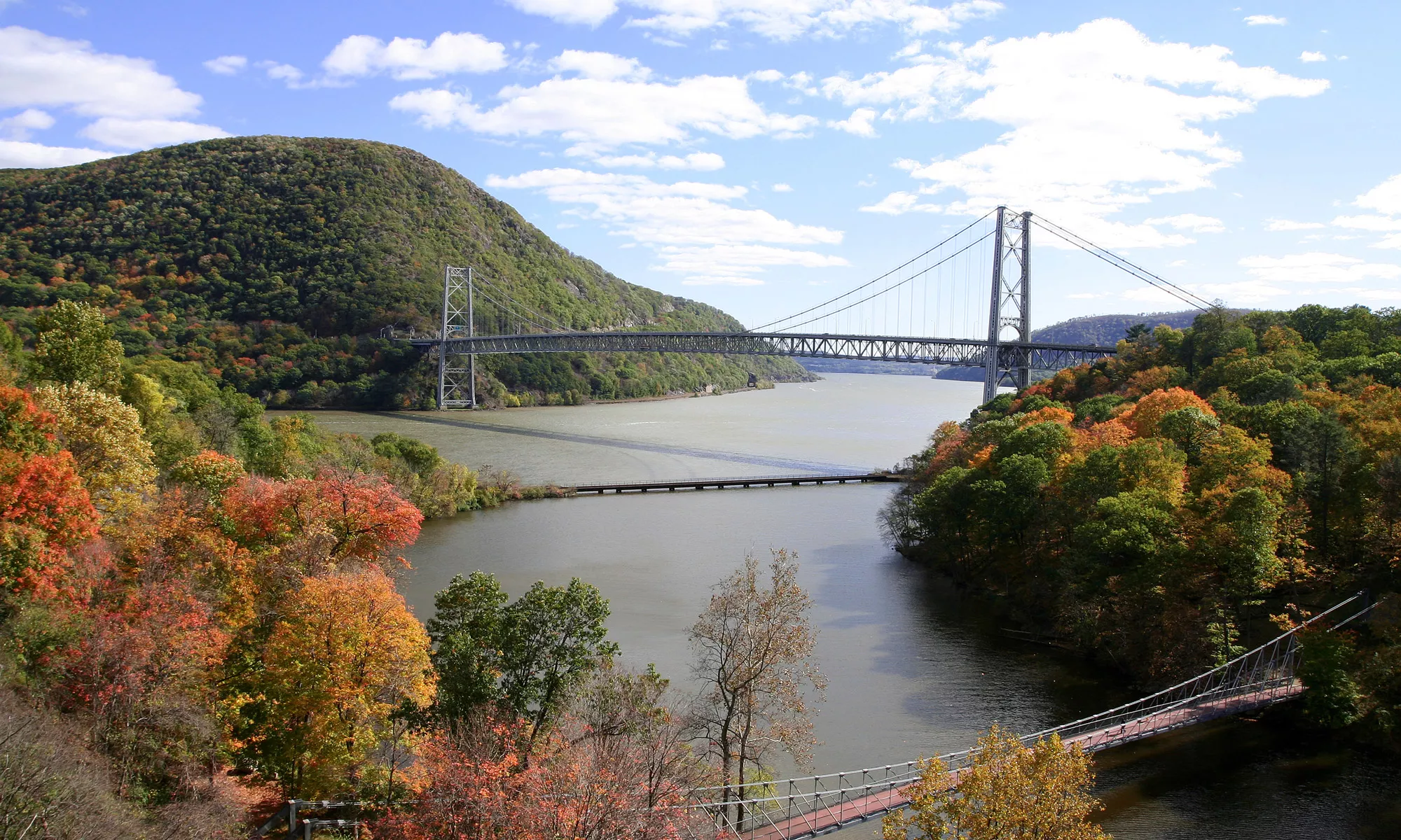Bear Mountain Bridge over the Hudson River in autumn