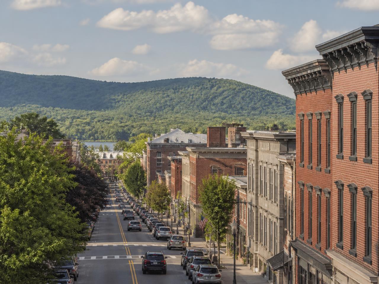 Main street commercial buildings in Middletown, NY